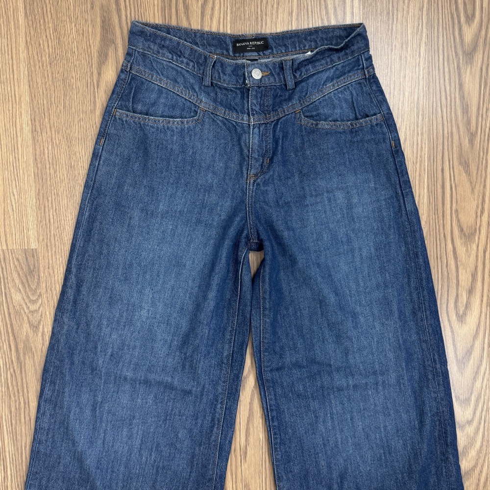 Banana Republic Jeans Womens 28 Blue Wide Leg Trouser Classic Dark Wash Denim - Picture 3 of 12